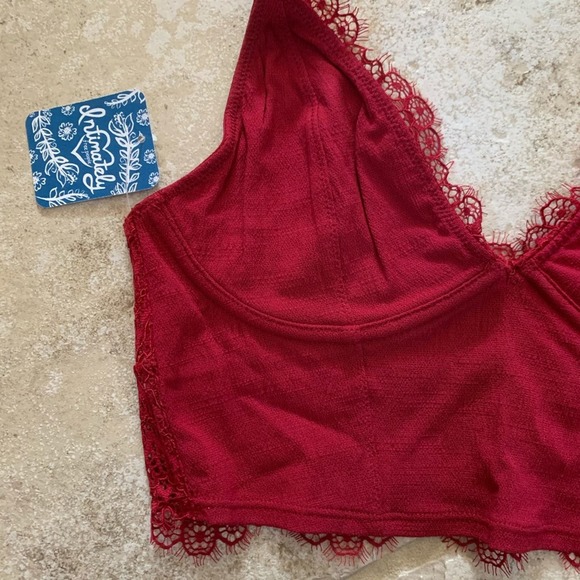 Free people belle Scarlet red lace bra bralette - Picture 3 of 10